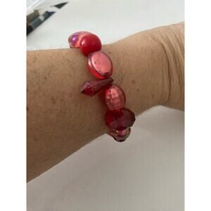 Handmade red beaded bracelet